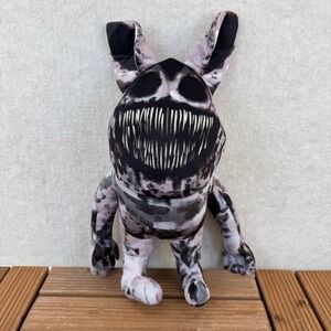 Zoonomaly Horror Plush Toy Tie Dye Gothic Rabbit Grin Sharp Teeth Black Grey